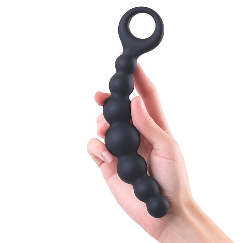 Толстая силиконовая анальная цепочка Back Pleasure для интенсивной стимуляции - 19 см.