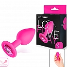 Розовая силиконовая анальная пробка Sexy Friend "Love Play" с розовым стразом - 7,3 см. ⌀ 3 см.