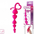 Розовая силиконовая анальная цепочка Cosmo Dream с формой для "лёгкого проникновения" - 14,5 см.