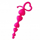 Розовая силиконовая анальная цепочка Cosmo Dream с формой для "лёгкого проникновения" - 14,5 см.