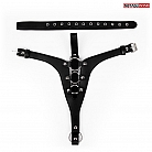 Кожаные черные трусики для страпона