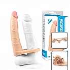Телесный страпон-фаллоимитатор Ultra Soft Double "7 Long" для двойного проникновения - 17 см.