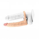Телесный страпон-фаллоимитатор Ultra Soft Double "7 Long" для двойного проникновения - 17 см.