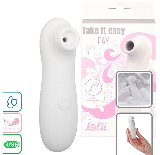 Вакуумно-волновой стимулятор клитора Take it Easy "Fay White" из силикона, 10 режимов, IPX7, USB