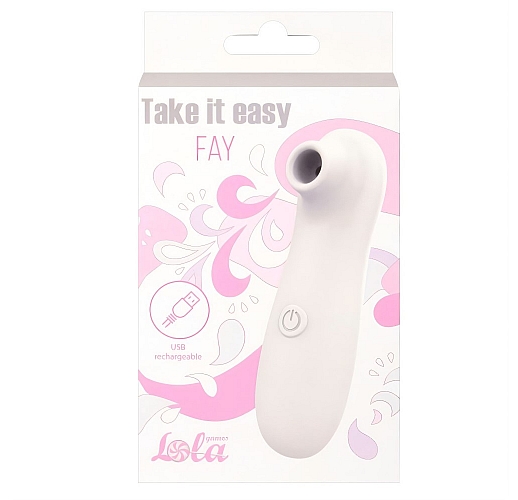 Вакуумно-волновой стимулятор клитора Take it Easy "Fay White" из силикона, 10 режимов, IPX7, USB