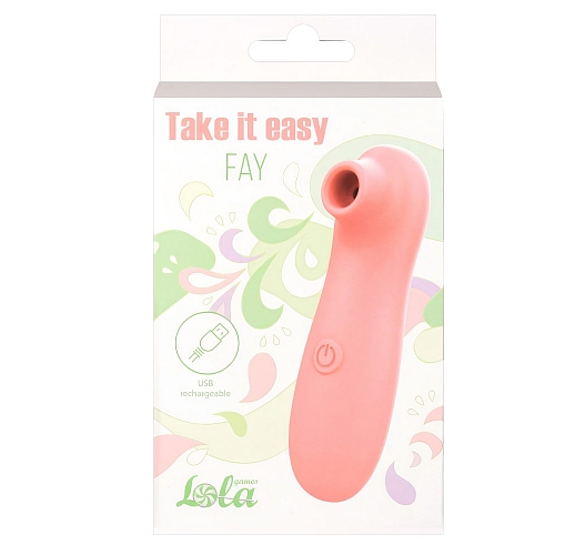 Вакуумно-волновой стимулятор клитора Take it Easy "Fay Peach" из силикона, 10 режимов, IPX7, USB