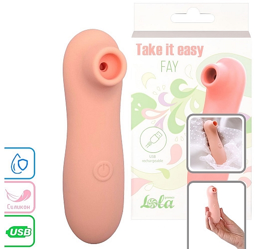 Вакуумно-волновой стимулятор клитора Take it Easy "Fay Peach" из силикона, 10 режимов, IPX7, USB