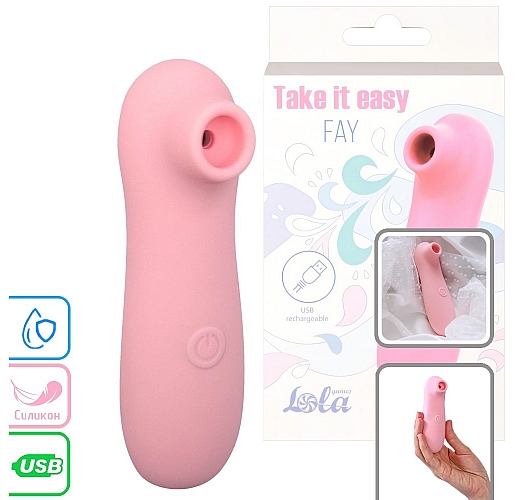Вакуумно-волновой стимулятор клитора Take it Easy "Fay Pink" из силикона, 10 режимов, IPX7, USB