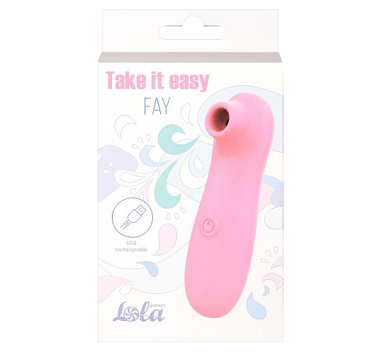 Вакуумно-волновой стимулятор клитора Take it Easy "Fay Pink" из силикона, 10 режимов, IPX7, USB