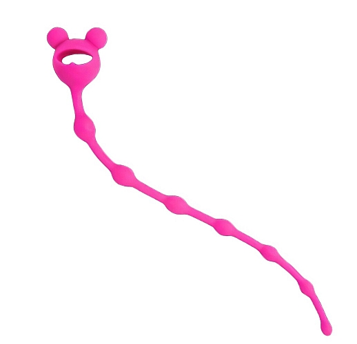 Розовая силиконовая анальная цепочка "Cosmo Dream" в форме классической анальной «ёлочки» - 23 см.