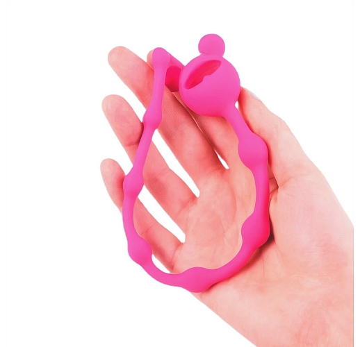 Розовая силиконовая анальная цепочка "Cosmo Dream" в форме классической анальной «ёлочки» - 23 см.