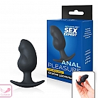 Чёрная силиконовая анальная втулка Sex Expert "Anal Pleasure" эргономичной формы - 6,5 см.
