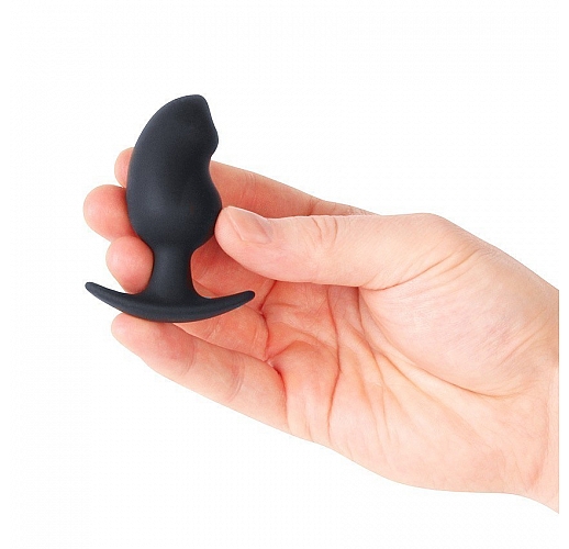 Чёрная силиконовая анальная втулка Sex Expert "Anal Pleasure" эргономичной формы - 6,5 см.