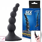 Чёрный изогнутый анальный стимулятор Anal Expert из силикона, для идеального "насаживания" - 9,8 см.