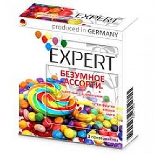 Цветные ароматизированные презервативы Expert "Безумное ассорти" - 3 шт.