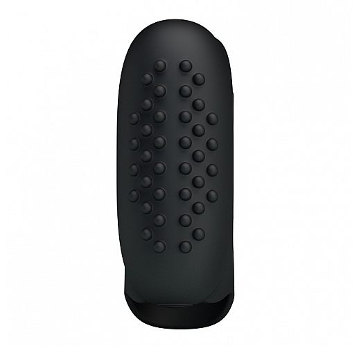 Черная силиконовая вибронасадка на палец Steward с "шишечками" для дополнительной стимуляции