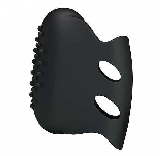 Черная силиконовая вибронасадка на палец Steward с "шишечками" для дополнительной стимуляции