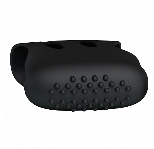 Черная силиконовая вибронасадка на палец Steward с "шишечками" для дополнительной стимуляции