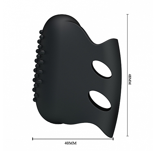 Черная силиконовая вибронасадка на палец Steward с "шишечками" для дополнительной стимуляции