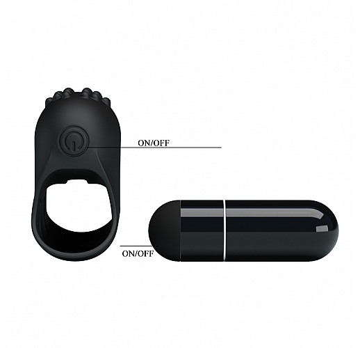 Черная силиконовая вибронасадка на палец Steward с "шишечками" для дополнительной стимуляции