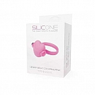 Розовое эрекционное виброкольцо с сердечком HEART BEAT COCKRING SILICONE