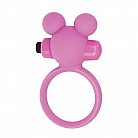 Розовое эрекционное виброкольцо TEDDY COCKRING SILICONE