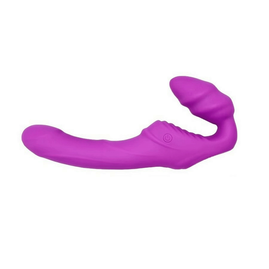 Силиконовый безремневой страпон Cosmo с 9 режимами вибрации, 2 вибромоторами, пультом ДУ, IPX7 и USB