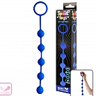 Синяя силиконовая анальная цепочка Sweet Toys с кольцом-ограничителем - 23 см.