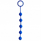 Синяя силиконовая анальная цепочка Sweet Toys с кольцом-ограничителем - 23 см.