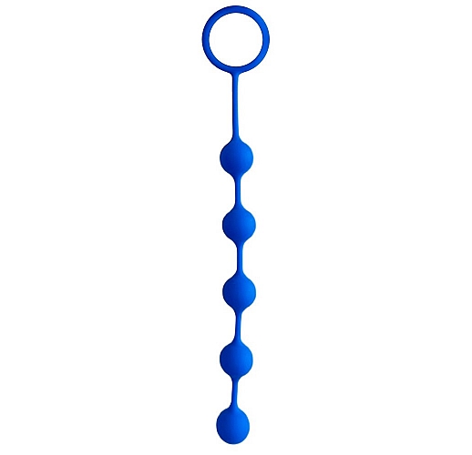 Синяя силиконовая анальная цепочка Sweet Toys с кольцом-ограничителем - 23 см.