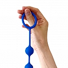 Синяя силиконовая анальная цепочка Sweet Toys с кольцом-ограничителем - 23 см.