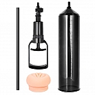 Чёрная вакуумная помпа S.E. "Obsidian Pump Plus" с нежной «вагиной» и клапаном - 24,5 см. ⌀ 5,5 см.