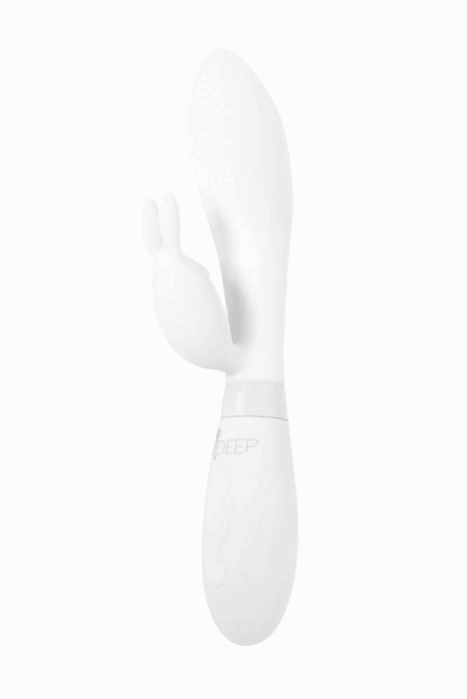 Белый вибратор-кролик Indeep Pro "Theona" 10 режимов, двойная стимуляция, IPX6, USB - 21,5 см.
