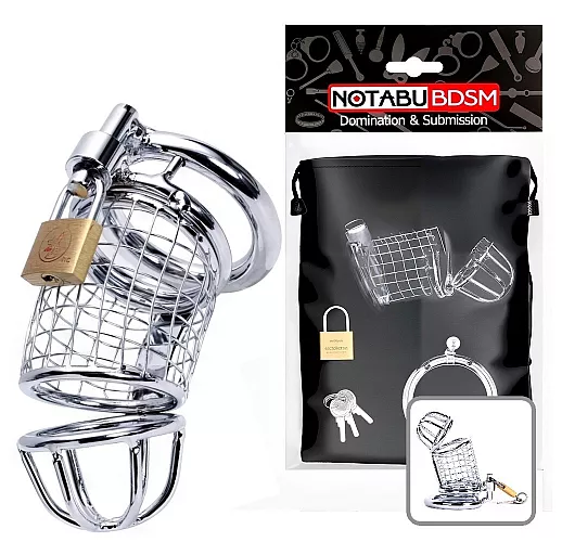 Металлический мужской пояс верности Notabu "Convict Scott" с замком - 10 см.