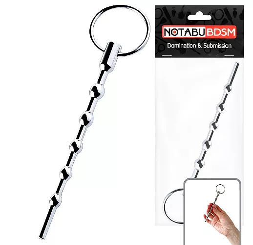 Металлический уретральный катетер Notabu "Probe" с шариками - 11,5 см., ⌀ 0.8 см.