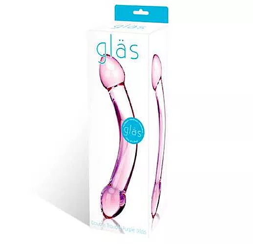 Изогнутый двухголовый стимулятор из стекла, 19 см.