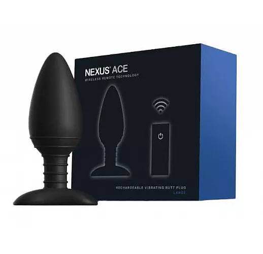 Чёрная вибровтулка NEXUS ACE LARGE с дистанционным управлением - 14 см.