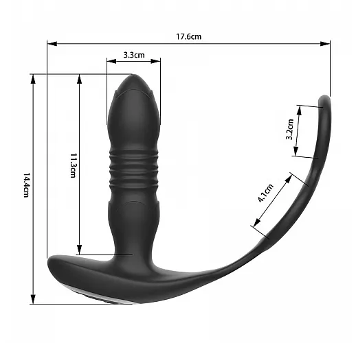 Фрикционный анальный массажер i-Moon "Fighter" с 10 режимами фрикций, пульт ДУ, IPX7, USB - 14,4 см.