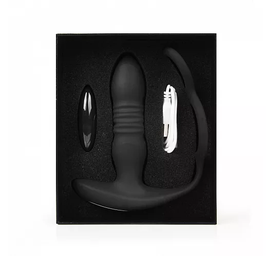 Фрикционный анальный массажер i-Moon "Fighter" с 10 режимами фрикций, пульт ДУ, IPX7, USB - 14,4 см.