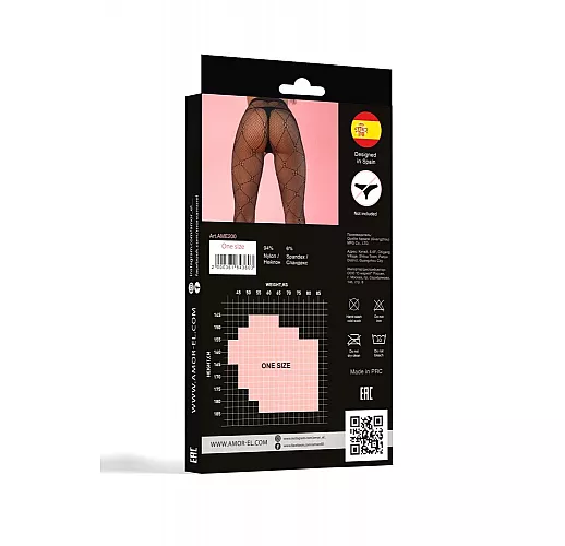Красивые чёрные колготы от Amor El с рисунком-сеткой S-M-L