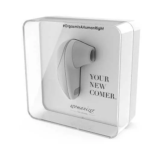 Бело-серебристый вакуумный стимулятор клитора Womanizer Starlet