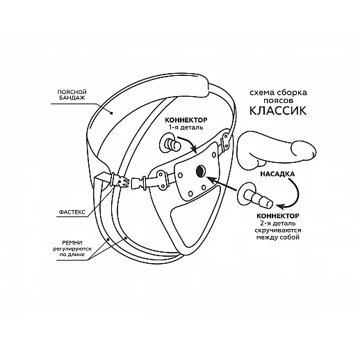Телесная гелевая насадка на трусики харнесс Alien - 18 см.