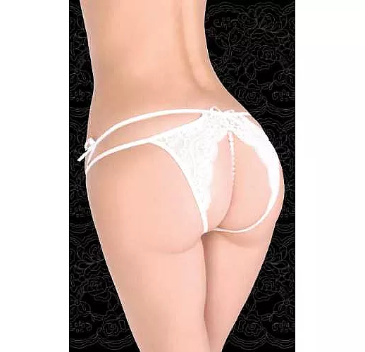 Ажурные стринги с бусинами и двойными бретелями L-XL белый