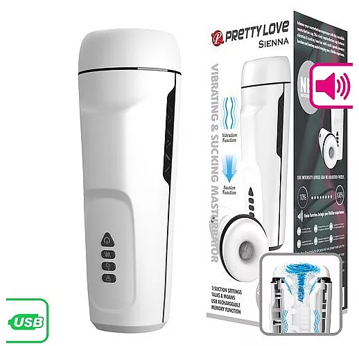 Автоматический мастурбатор Baile "Sienna" 12 режимов вибраций, функции «сосания», голосовое с/в, USB