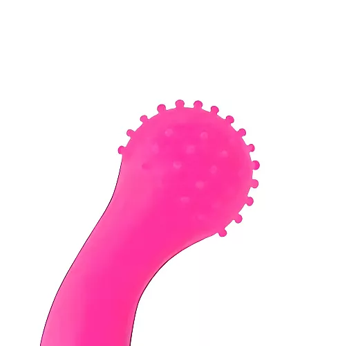 Розовый силиконовый вибромассажер с круглой в "пупырышках" головке для точки G - 13 см.