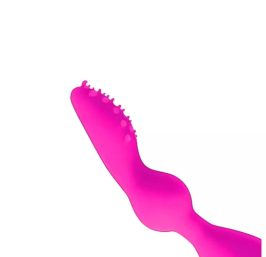 Розовый силиконовый вибратор с "пупырышками" на кончике для дополнительной стимуляции - 14 см.