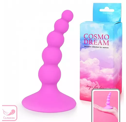 Розовый фигурный изогнутый анальный стимулятор из силикона Cosmo Dream - 9,5 см.