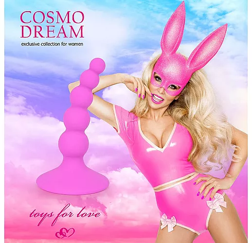 Розовый фигурный изогнутый анальный стимулятор из силикона Cosmo Dream - 9,5 см.