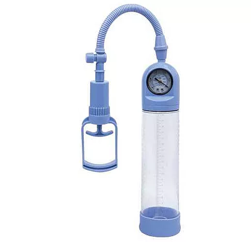 Голубая вакуумная помпа A-toys с манометром и прозрачной колбой