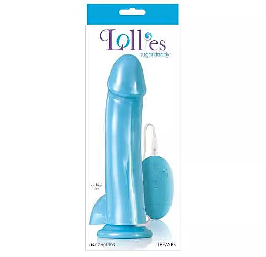 Голубой вибратор с пультом управления Sugardaddy - 20,3 см.